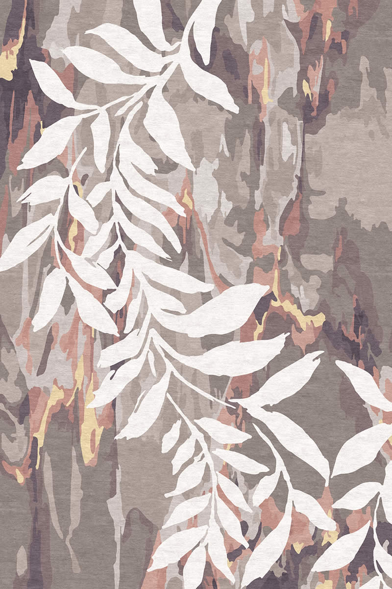新中式浅咖色叶子树皮图案地毯贴图