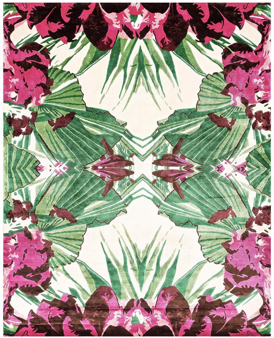 现代田园风植物花朵纹理图案地毯贴图