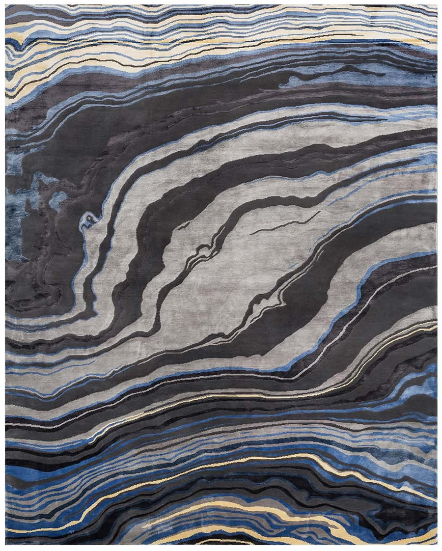 新中式蓝灰色玛瑙纹理图案地毯贴图