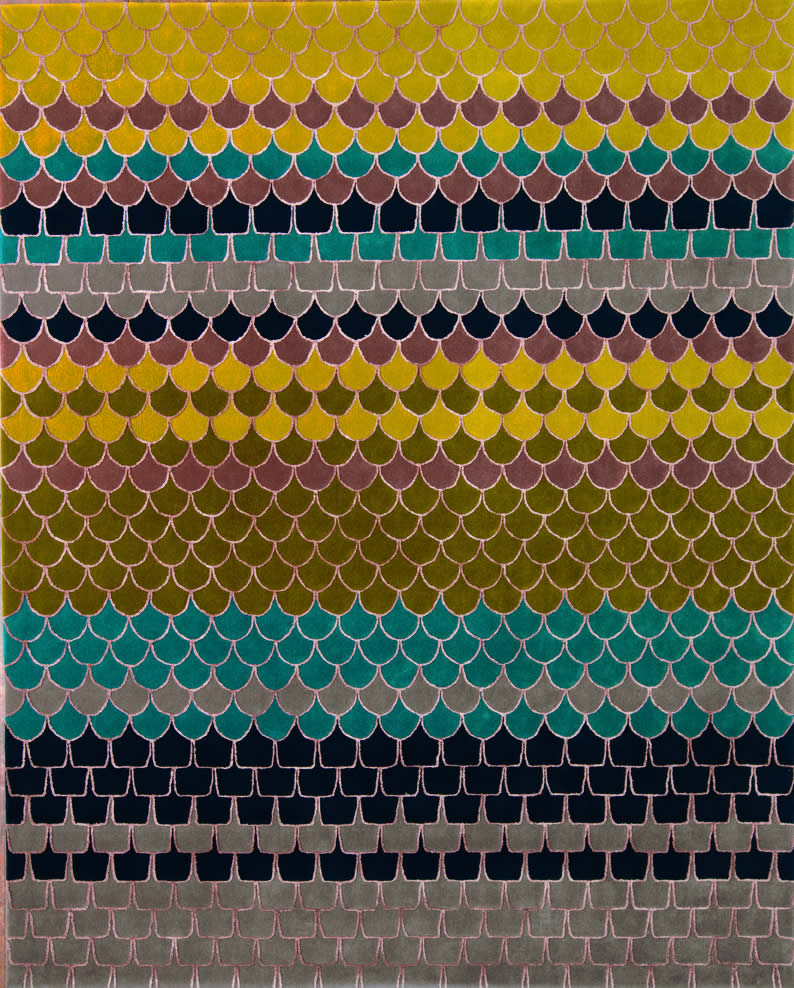 现代美式彩色创意波鳞图案地毯贴图