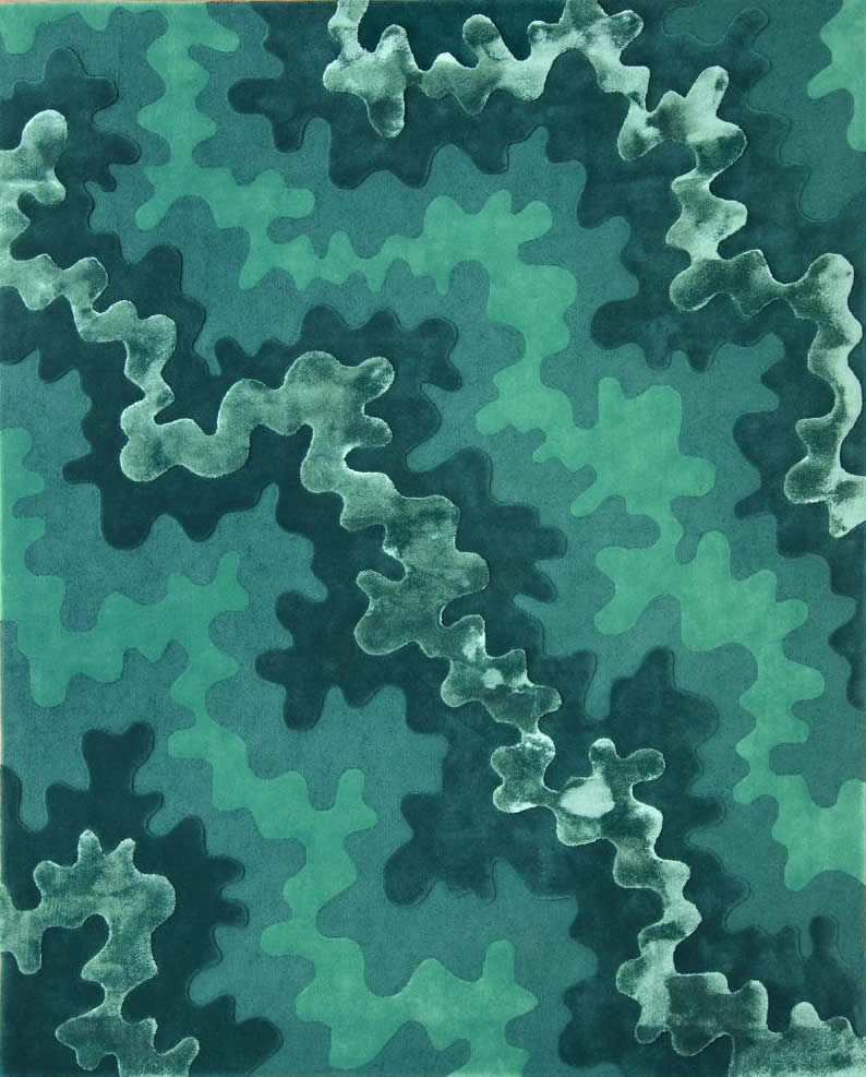 新中式青绿色绿藻图案地毯贴图