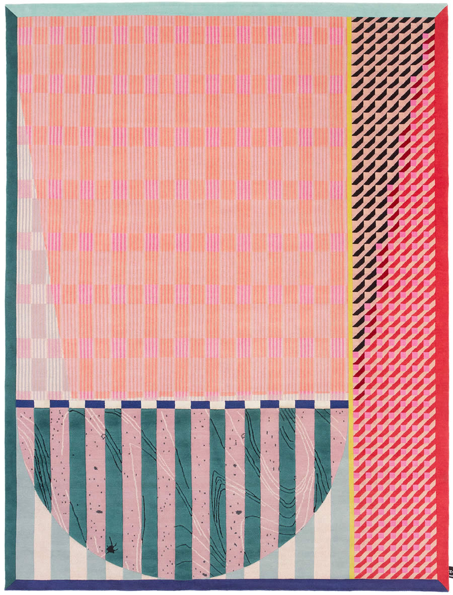 现代轻奢粉色几何纹理图案地毯贴图