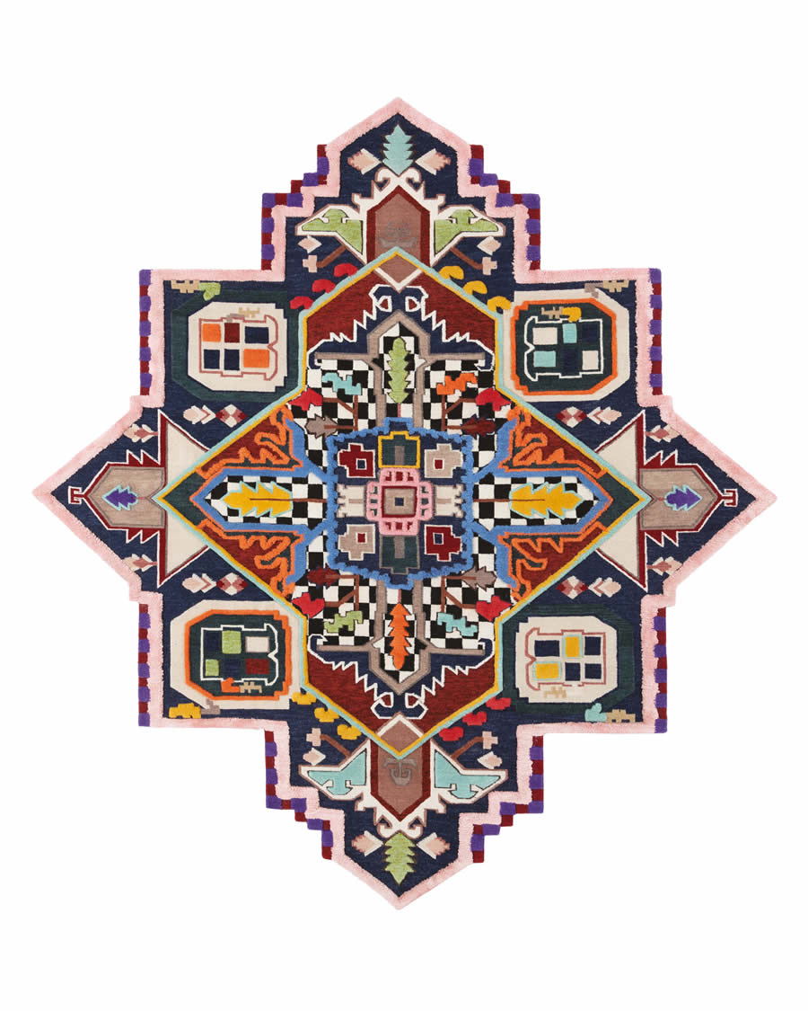 现代美式创意波斯纹理图案地毯贴图