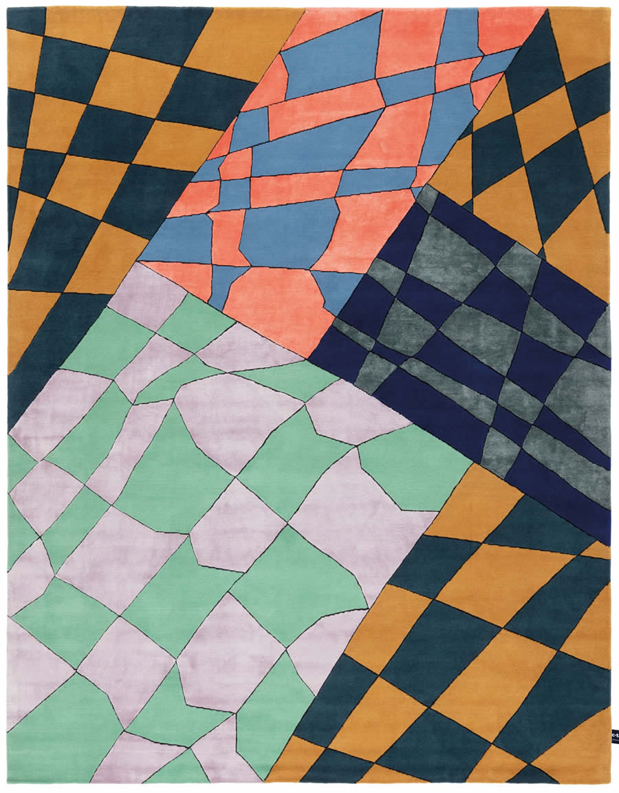 现代简约拼色几何图形图案地毯贴图