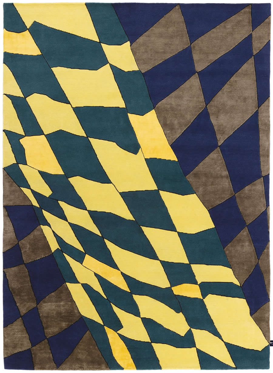现代简约黄咖色几何图形图案地毯贴图