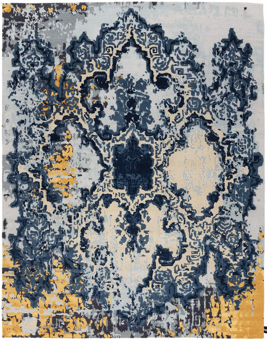 现代美式蓝色创意图案地毯贴图