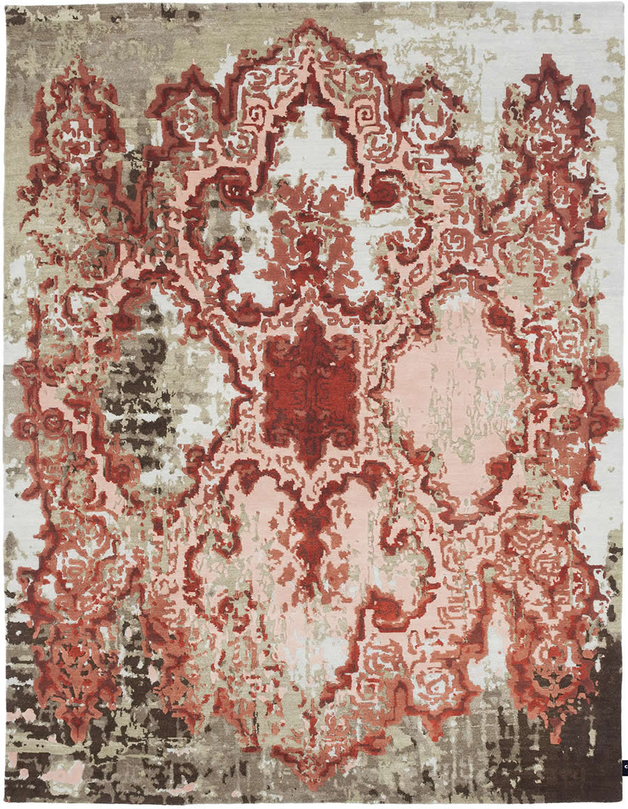 现代美式砖红色创意图案地毯贴图
