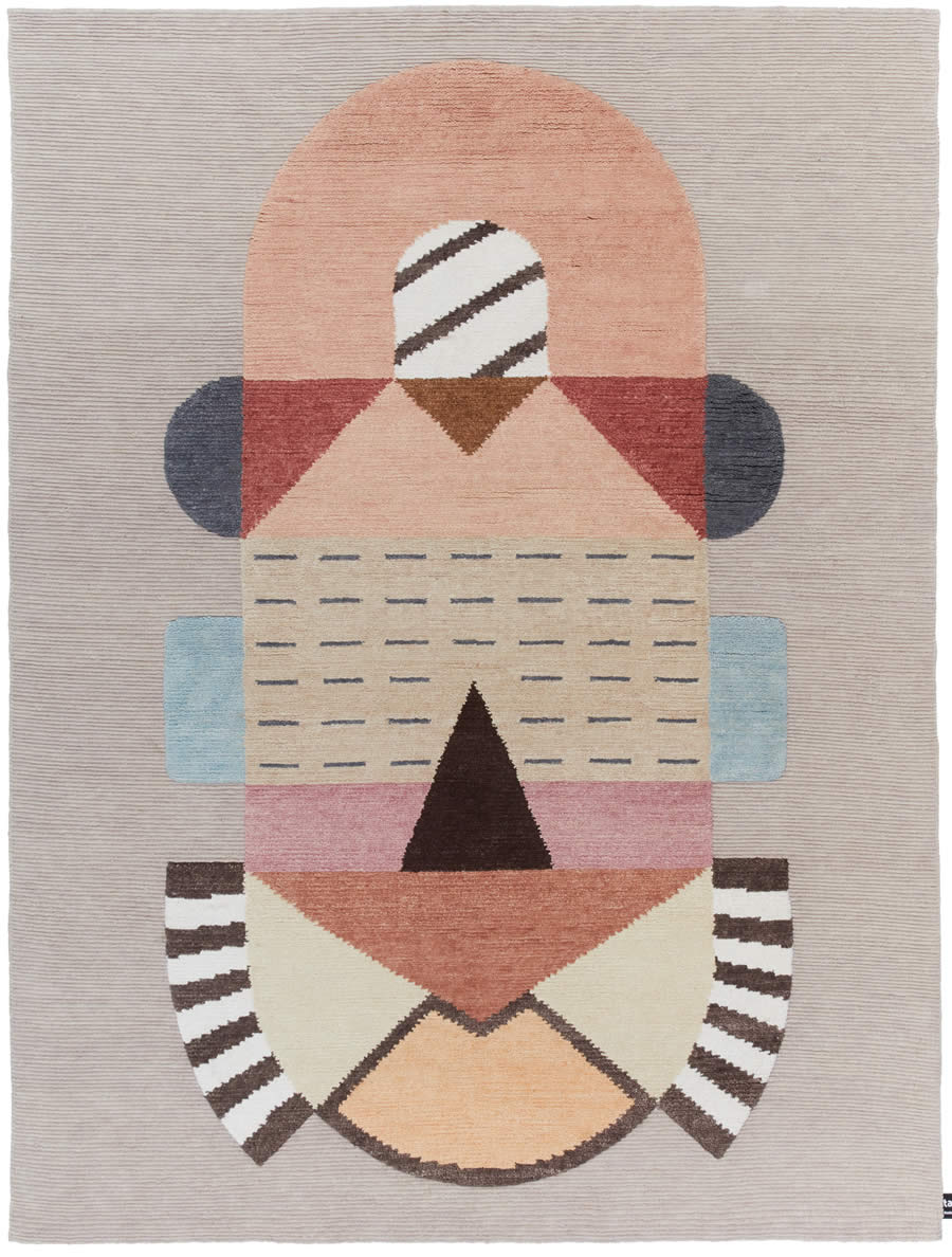 现代简奢浅咖色创意几何图案地毯贴图