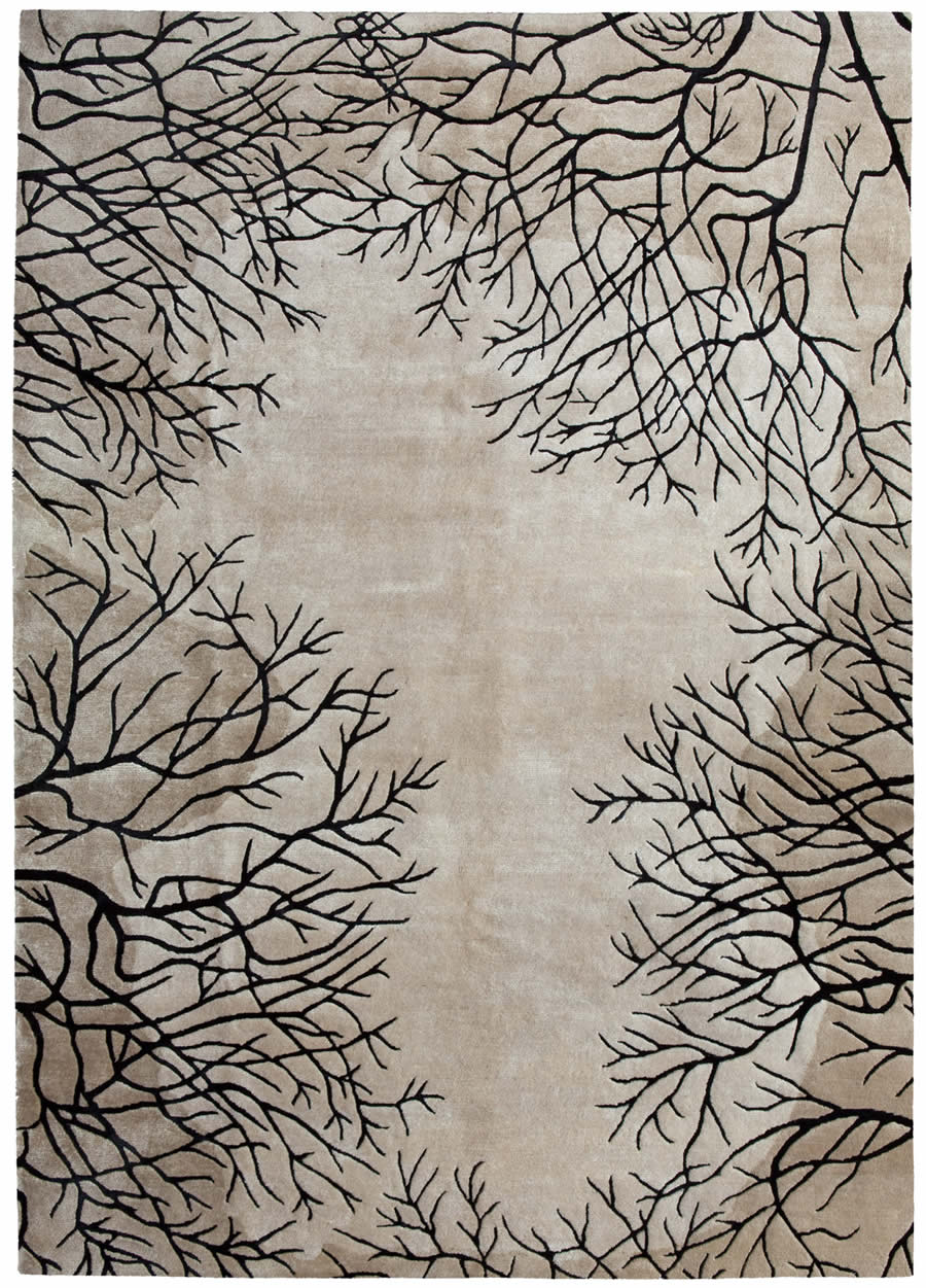 现代简约浅咖色树枝剪影纹理图案地毯贴图