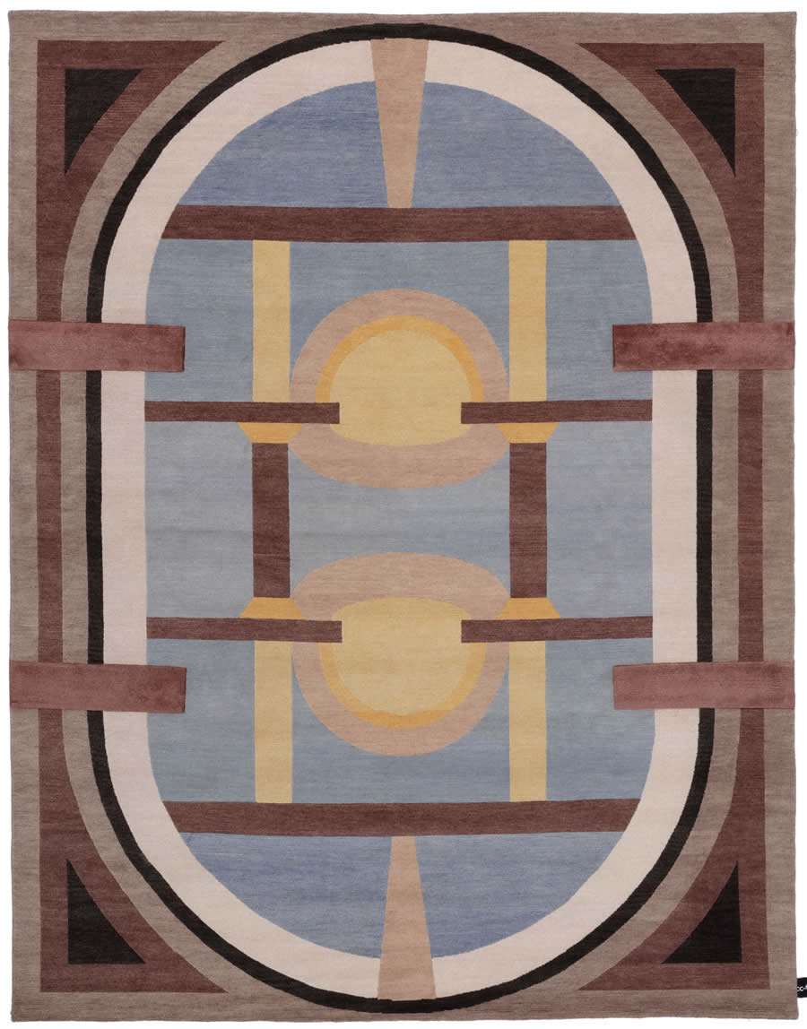 现代美式咖红色几何纹理图案地毯贴图