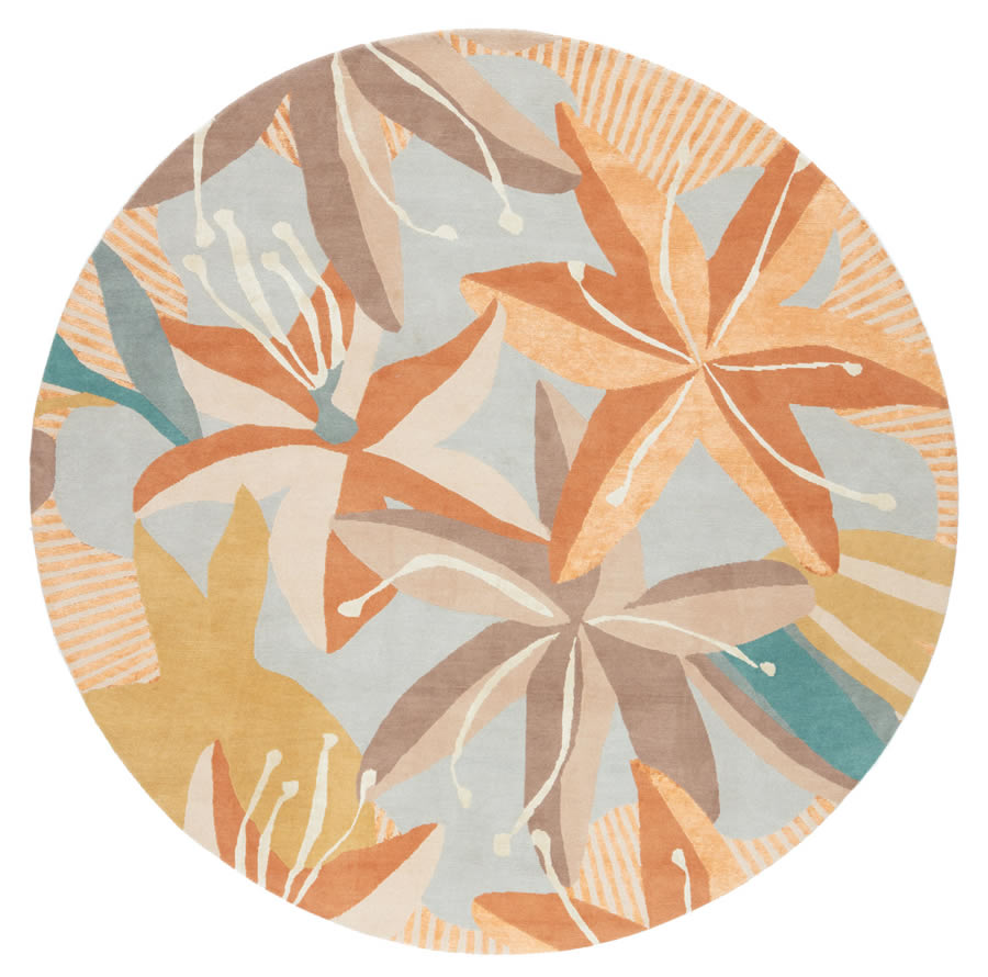 现代风格植物叶子圆形图案地毯贴图