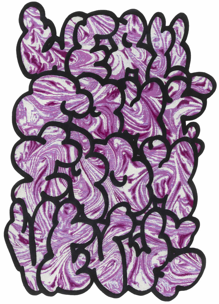 现代风格粉黑色创意抽象纹理图案地毯贴图