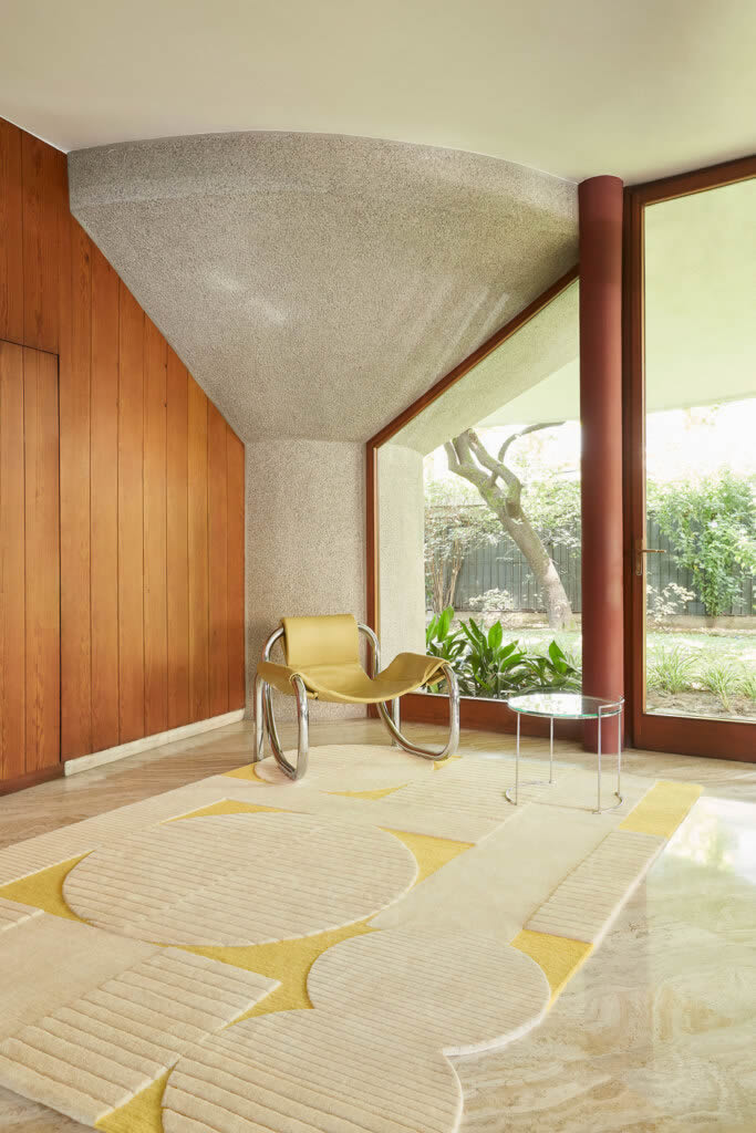 现代简约浅黄色创意剪花图案地毯贴图