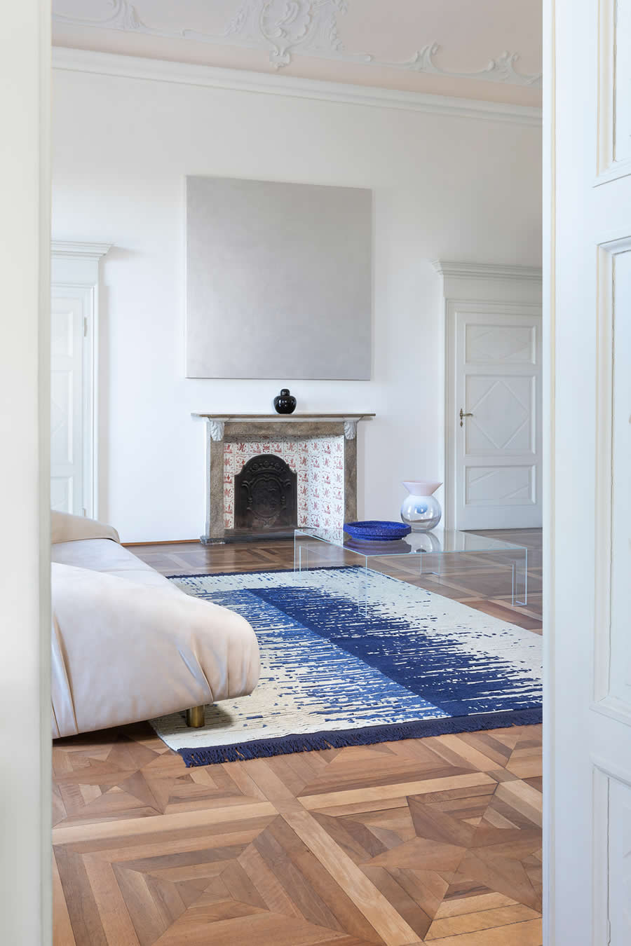 现代极简风蓝色简单纹理图案地毯贴图