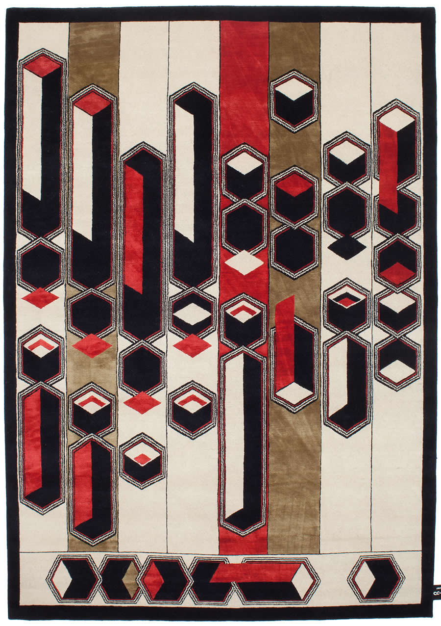 现代风格黑红色几何纹理图案地毯贴图