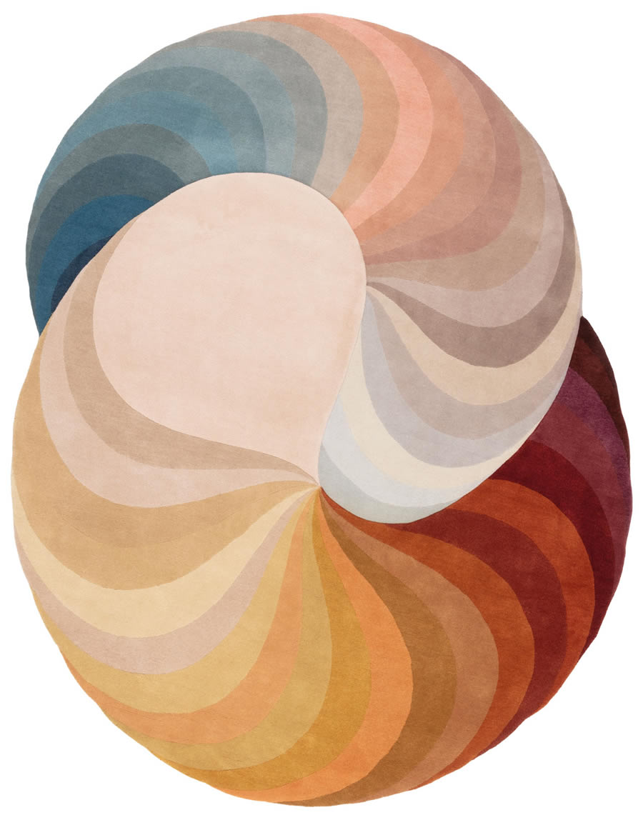 现代创意螺旋彩色纹理图案地毯贴图