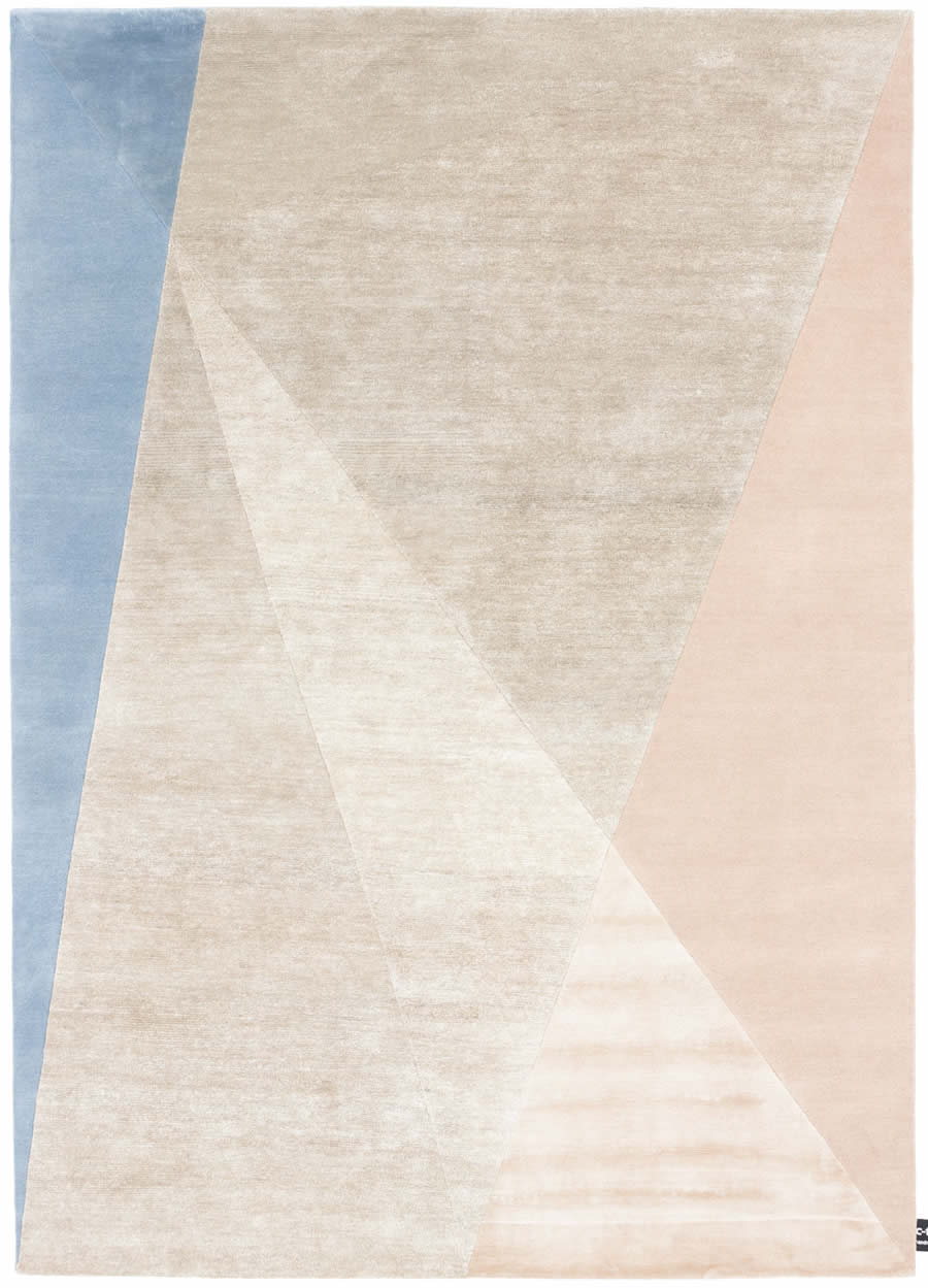 现代简约浅咖色蓝色色块图案地毯贴图