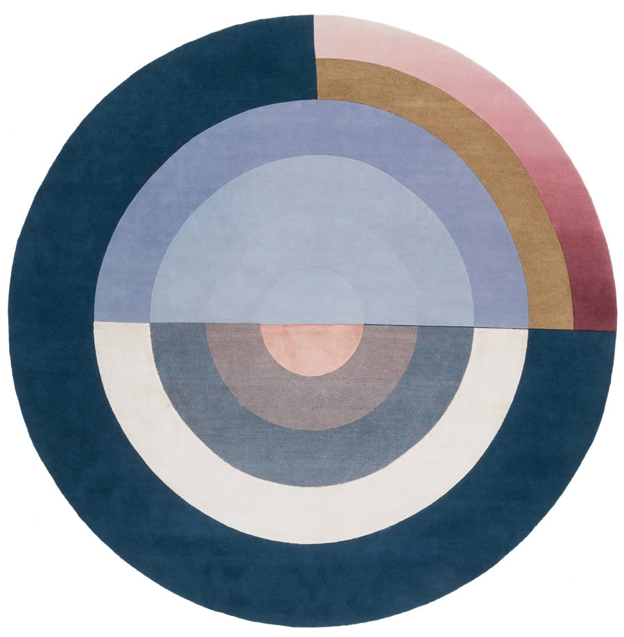 现代简约蓝色纹理圆形图案地毯贴图