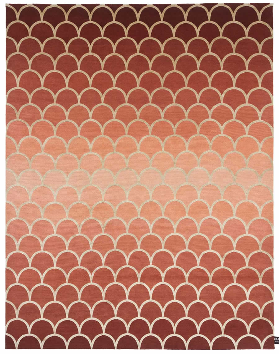 现代简约橙红色扇贝纹理图案地毯贴图