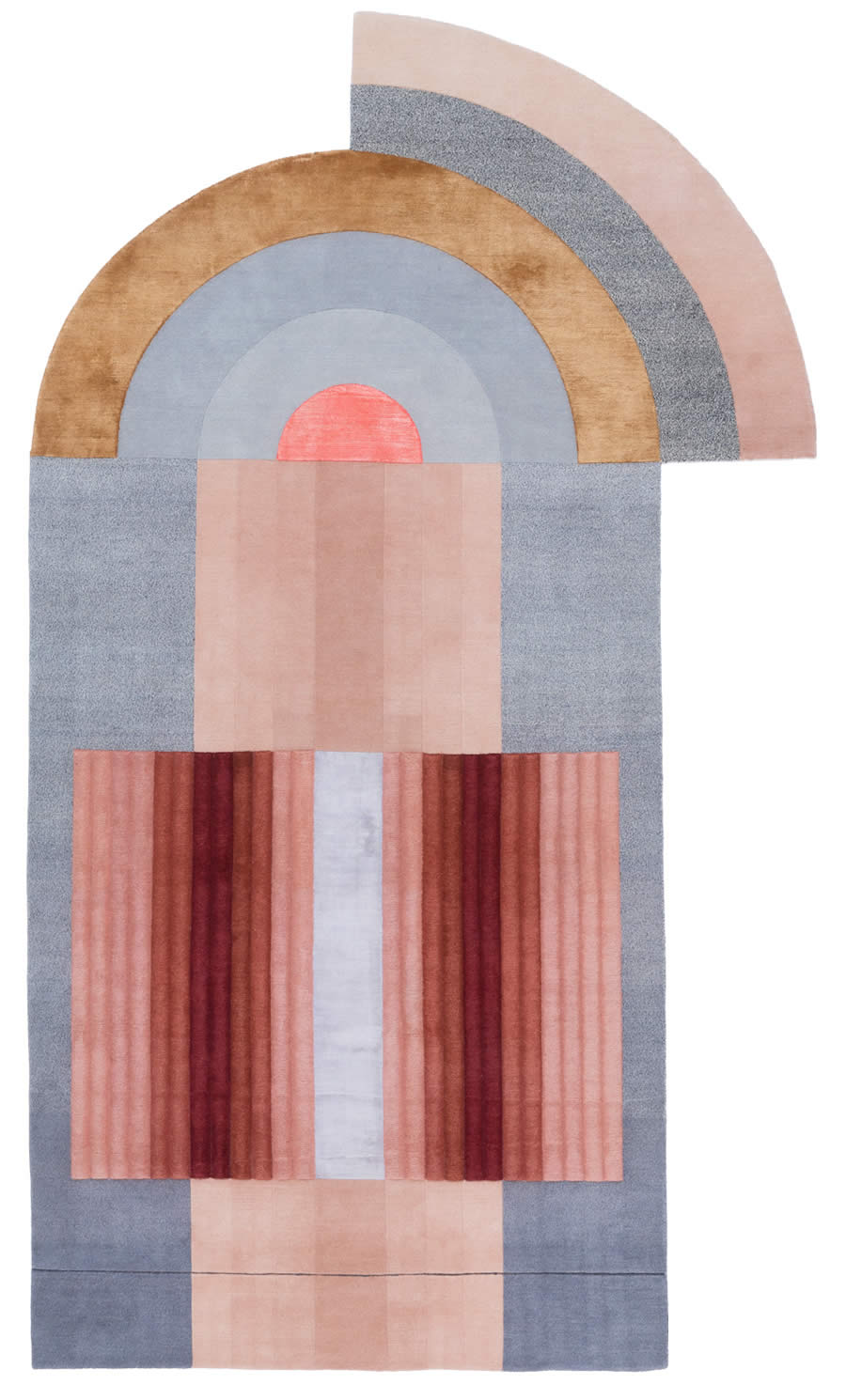 现代简奢红粉蓝色异形图案地毯贴图