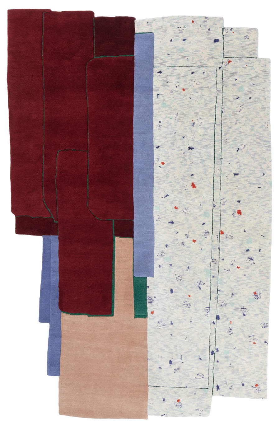 现代简约红蓝碎片异形图案地毯贴图