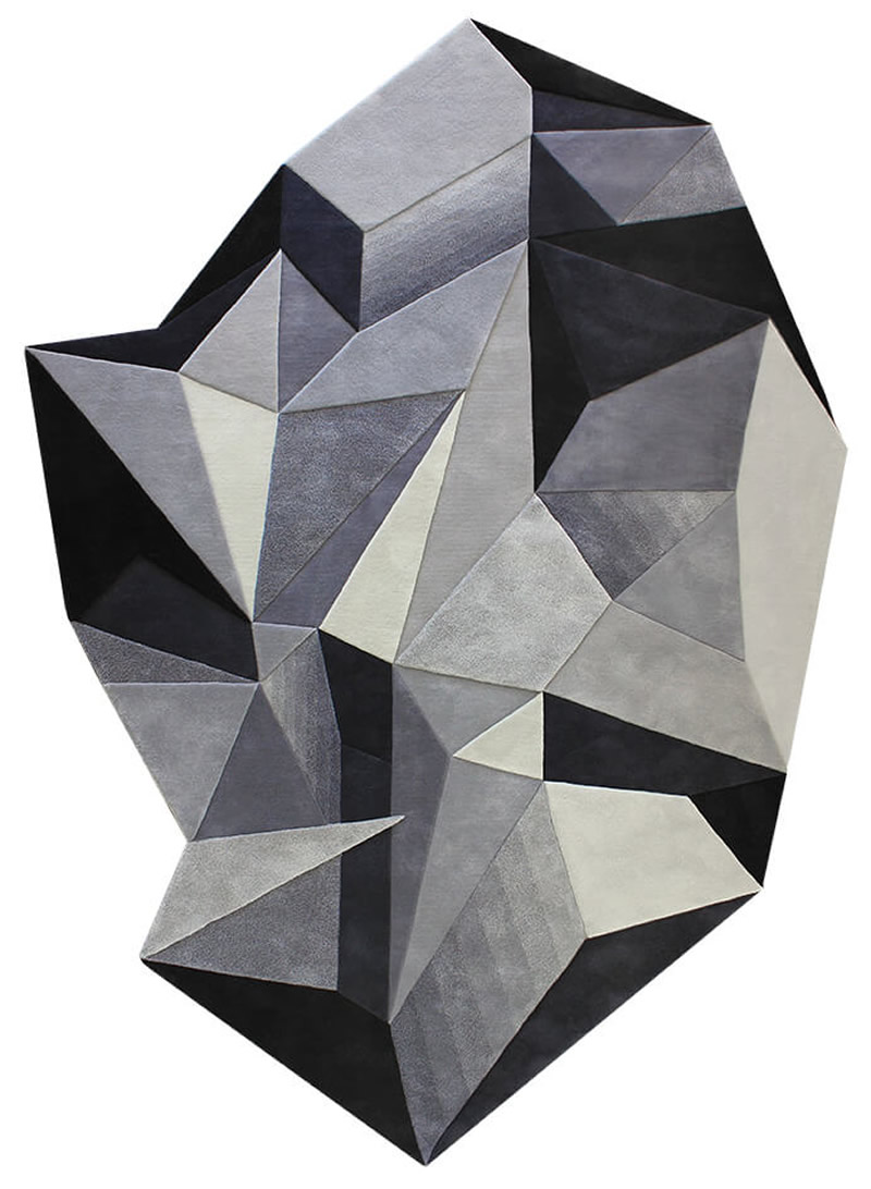 现代创意灰色几何异形图案地毯贴图