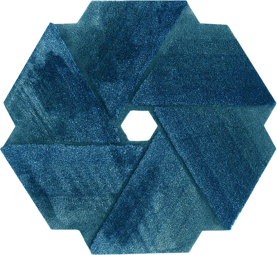 现代简约蓝青色风车几何图案地毯贴图