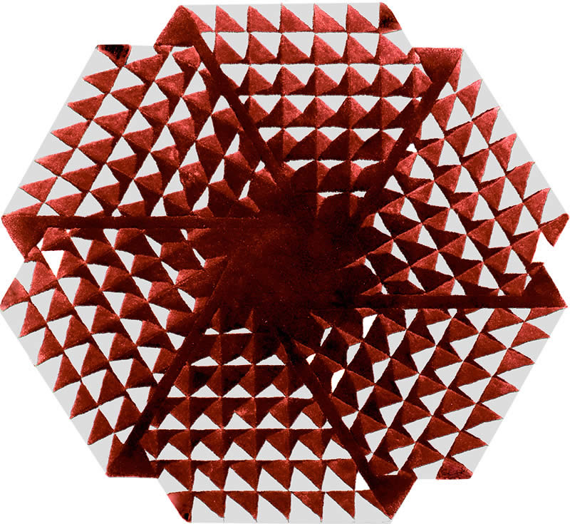 现代简约红粉色六边形三角图案地毯贴图