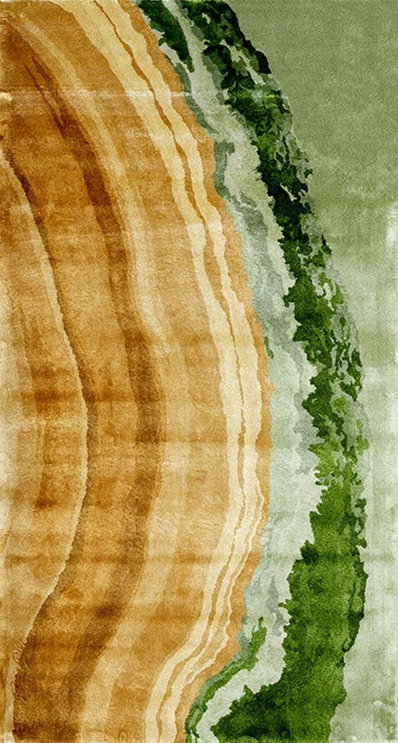 新中式黄绿色石头纹理图案地毯贴图