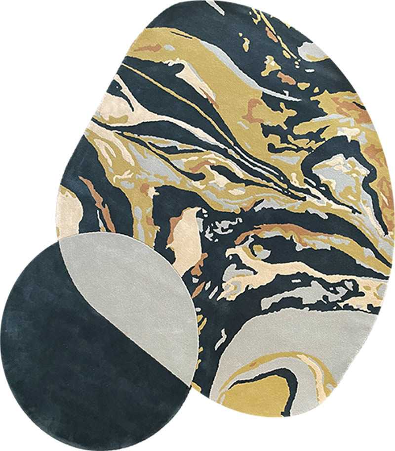简约新中式异形抽象纹理图案地毯贴图