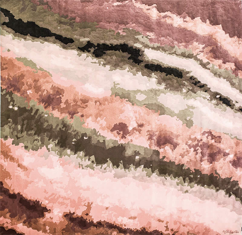 新中式粉绿色抽象纹理图案地毯贴图