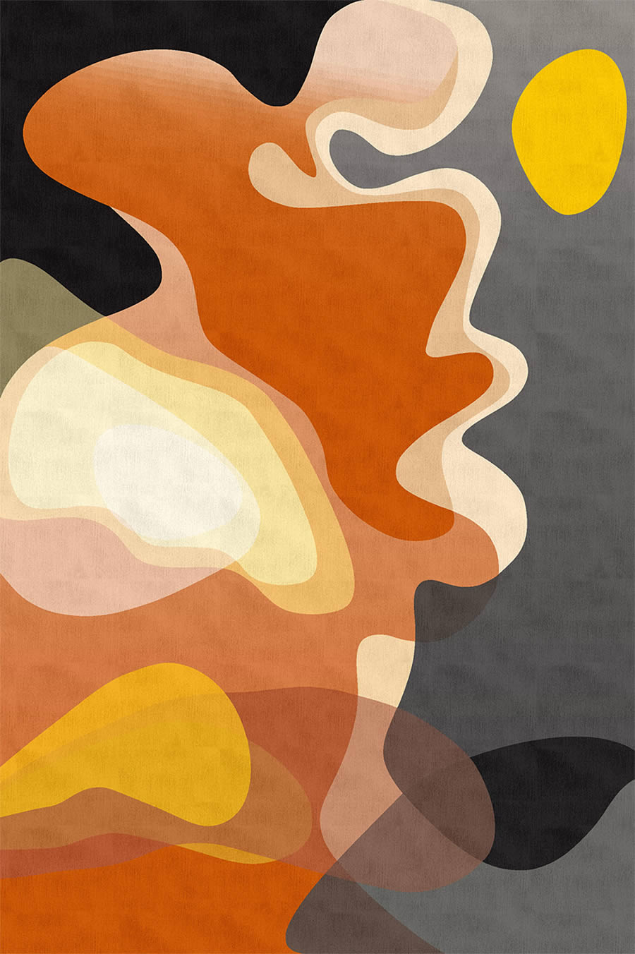 现代简约橙黄灰色抽象纹理图案地毯贴图