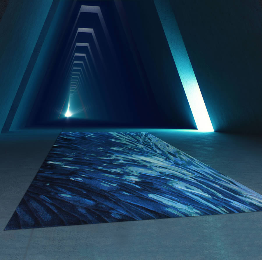 现代时尚蓝色简单抽象纹理图案地毯贴图