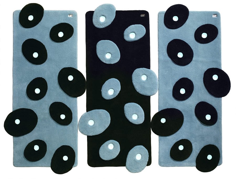 现代简约蓝黑色异形图案地毯贴图
