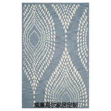 现代风格蓝色几何图案地毯贴图