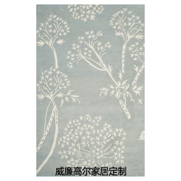 现代风格过道灰蓝色植物图案地毯贴图