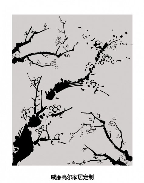 现代风格灰黑色梅花地毯贴图