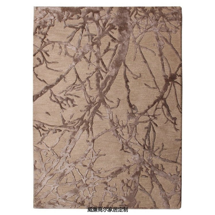 现代风格浅咖色植物图案地毯贴图