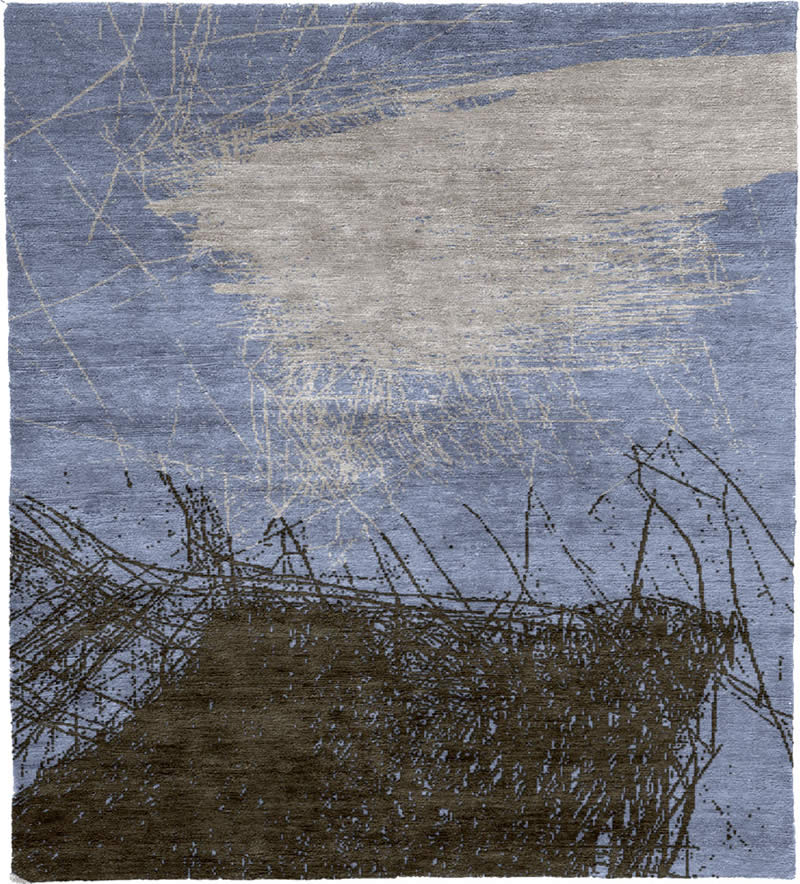 现代风格蓝灰色简单抽象图案地毯贴图-高端定制
