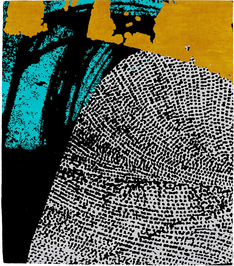 现代风格黑白青黄色叶子图案地毯贴图