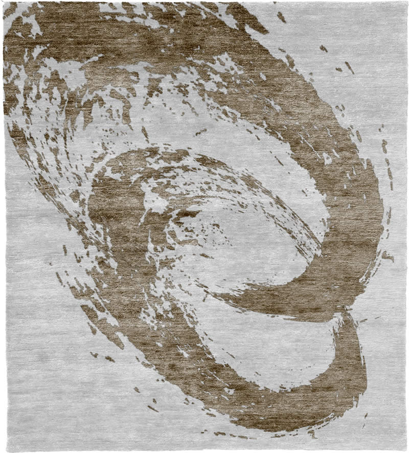 现代风格白灰色咖色水墨图案地毯贴图