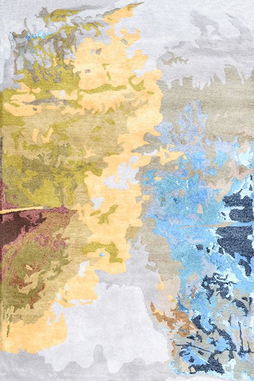 新中式蓝绿灰色抽象图案地毯贴图